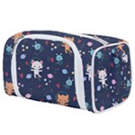 Cute Astronaut Cat With Star Galaxy Elements Seamless Pattern Toiletries Pouch