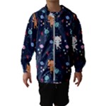 Cute Astronaut Cat With Star Galaxy Elements Seamless Pattern Kids  Hooded Windbreaker