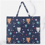 Cute Astronaut Cat With Star Galaxy Elements Seamless Pattern Zipper Large Tote Bag