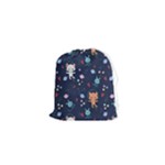 Cute Astronaut Cat With Star Galaxy Elements Seamless Pattern Drawstring Pouch (XS)