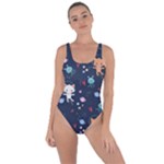 Cute Astronaut Cat With Star Galaxy Elements Seamless Pattern Bring Sexy Back Swimsuit