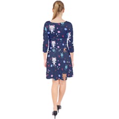 Quarter Sleeve Front Wrap Dress 