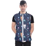 Cute Astronaut Cat With Star Galaxy Elements Seamless Pattern Men s Puffer Vest