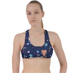 Cute Astronaut Cat With Star Galaxy Elements Seamless Pattern Criss Cross Racerback Sports Bra