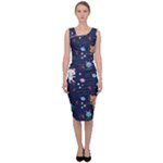 Cute Astronaut Cat With Star Galaxy Elements Seamless Pattern Sleeveless Pencil Dress