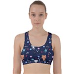 Cute Astronaut Cat With Star Galaxy Elements Seamless Pattern Back Weave Sports Bra