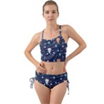 Cute Astronaut Cat With Star Galaxy Elements Seamless Pattern Mini Tank Bikini Set