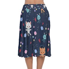 Velvet Flared Midi Skirt 