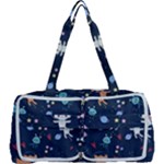 Cute Astronaut Cat With Star Galaxy Elements Seamless Pattern Multi Function Bag