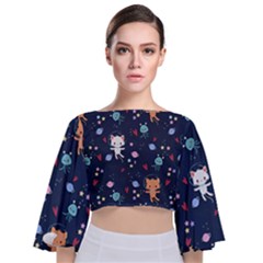 Tie Back Butterfly Sleeve Chiffon Top 