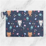 Cute Astronaut Cat With Star Galaxy Elements Seamless Pattern Canvas Cosmetic Bag (XL)