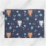 Cute Astronaut Cat With Star Galaxy Elements Seamless Pattern Canvas Cosmetic Bag (XXL)