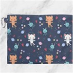 Cute Astronaut Cat With Star Galaxy Elements Seamless Pattern Canvas Cosmetic Bag (XXXL)