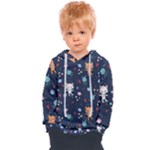 Cute Astronaut Cat With Star Galaxy Elements Seamless Pattern Kids  Overhead Hoodie