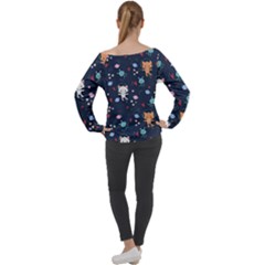 Off Shoulder Long Sleeve Velour Top 