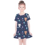 Cute Astronaut Cat With Star Galaxy Elements Seamless Pattern Kids  Simple Cotton Dress