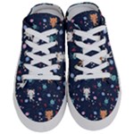 Cute Astronaut Cat With Star Galaxy Elements Seamless Pattern Half Slippers