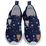 Cute Astronaut Cat With Star Galaxy Elements Seamless Pattern Kids  Velcro No Lace Shoes