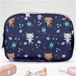 Cute Astronaut Cat With Star Galaxy Elements Seamless Pattern Make Up Pouch (Small)