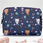 Cute Astronaut Cat With Star Galaxy Elements Seamless Pattern Make Up Pouch (Medium)