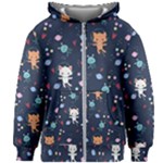 Cute Astronaut Cat With Star Galaxy Elements Seamless Pattern Kids  Zipper Hoodie Without Drawstring