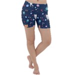 Cute Astronaut Cat With Star Galaxy Elements Seamless Pattern Lightweight Velour Yoga Shorts