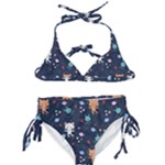 Cute Astronaut Cat With Star Galaxy Elements Seamless Pattern Kids  Classic Bikini Set