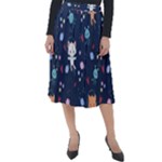 Cute Astronaut Cat With Star Galaxy Elements Seamless Pattern Classic Velour Midi Skirt 