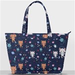 Cute Astronaut Cat With Star Galaxy Elements Seamless Pattern Back Pocket Shoulder Bag 