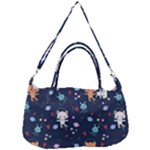 Cute Astronaut Cat With Star Galaxy Elements Seamless Pattern Removable Strap Handbag