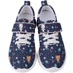 Cute Astronaut Cat With Star Galaxy Elements Seamless Pattern Women s Velcro Strap Shoes