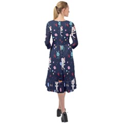 Ruffle End Midi Chiffon Dress 