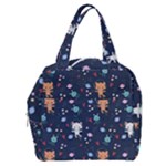 Cute Astronaut Cat With Star Galaxy Elements Seamless Pattern Boxy Hand Bag