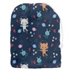 Cute Astronaut Cat With Star Galaxy Elements Seamless Pattern Drawstring Pouch (3XL)