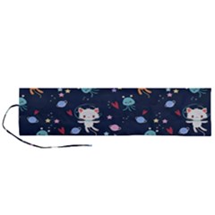 Cute Astronaut Cat With Star Galaxy Elements Seamless Pattern Roll Up Canvas Pencil Holder (L) from ArtsNow.com