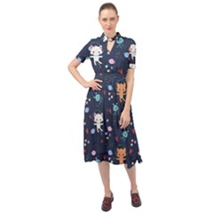 Keyhole Neckline Chiffon Dress 