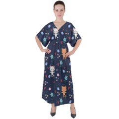 V-Neck Boho Style Maxi Dress 