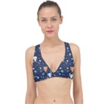 Cute Astronaut Cat With Star Galaxy Elements Seamless Pattern Classic Banded Bikini Top