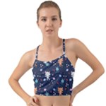 Cute Astronaut Cat With Star Galaxy Elements Seamless Pattern Mini Tank Bikini Top