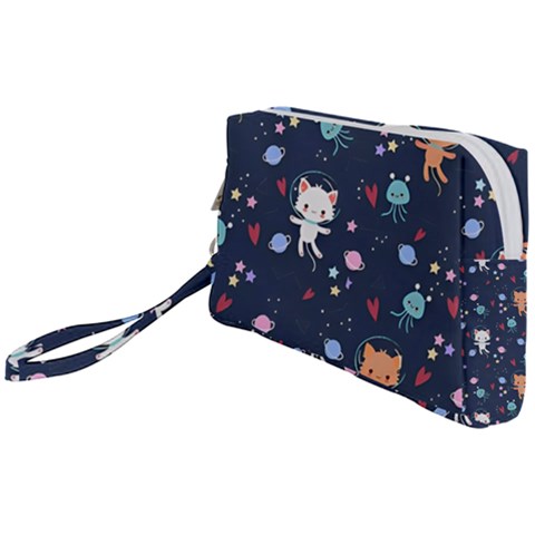 Cute Astronaut Cat With Star Galaxy Elements Seamless Pattern Wristlet Pouch Bag (Small) from ArtsNow.com