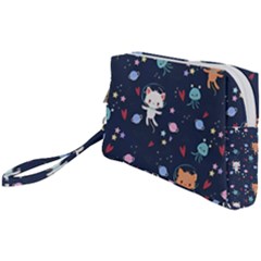 Cute Astronaut Cat With Star Galaxy Elements Seamless Pattern Wristlet Pouch Bag (Small) from ArtsNow.com