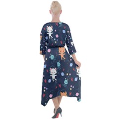 Quarter Sleeve Wrap Front Maxi Dress 