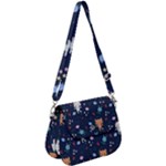 Cute Astronaut Cat With Star Galaxy Elements Seamless Pattern Saddle Handbag