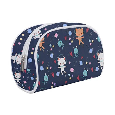 Cute Astronaut Cat With Star Galaxy Elements Seamless Pattern Make Up Case (Small) from ArtsNow.com