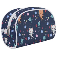 Cute Astronaut Cat With Star Galaxy Elements Seamless Pattern Make Up Case (Medium) from ArtsNow.com