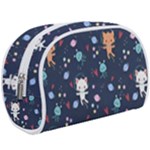 Cute Astronaut Cat With Star Galaxy Elements Seamless Pattern Make Up Case (Large)