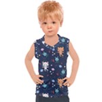 Cute Astronaut Cat With Star Galaxy Elements Seamless Pattern Kids  Sport Tank Top