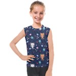 Cute Astronaut Cat With Star Galaxy Elements Seamless Pattern Kids  Mesh Tank Top