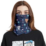 Cute Astronaut Cat With Star Galaxy Elements Seamless Pattern Face Covering Bandana (Two Sides)