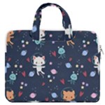 Cute Astronaut Cat With Star Galaxy Elements Seamless Pattern MacBook Pro 13  Double Pocket Laptop Bag